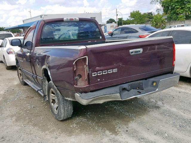 1D7HA16K84J148854 - 2004 DODGE RAM 1500 S BURGUNDY photo 3