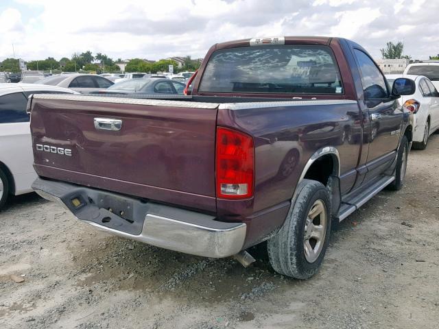 1D7HA16K84J148854 - 2004 DODGE RAM 1500 S BURGUNDY photo 4