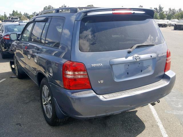 JTEGF21A830075173 - 2003 TOYOTA HIGHLANDER BLUE photo 3