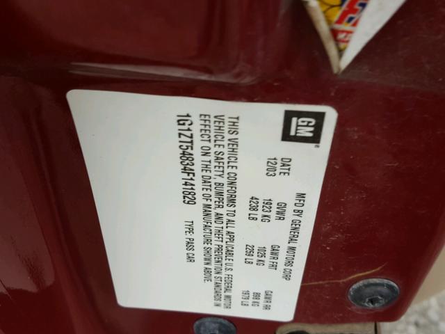 1G1ZT54834F141829 - 2004 CHEVROLET MALIBU LS Tünd qırmızı foto 10