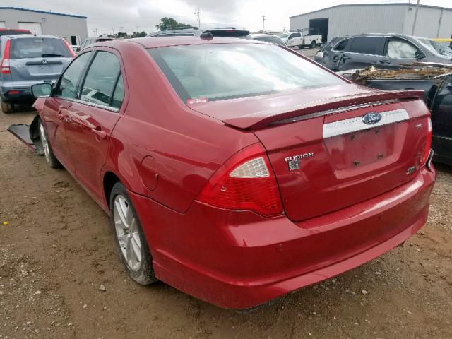 3FAHP0JG8AR106777 - 2010 FORD FUSION SEL RED photo 3