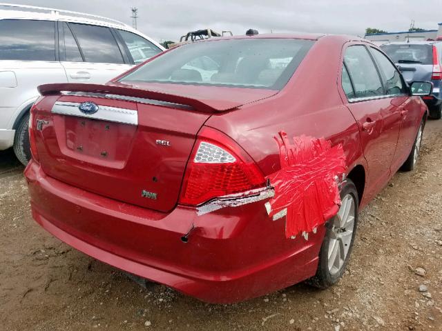 3FAHP0JG8AR106777 - 2010 FORD FUSION SEL RED photo 4