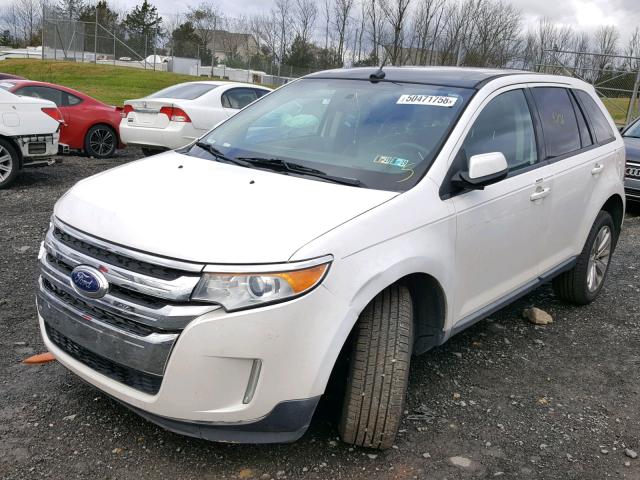 2FMDK4JC7DBE01735 - 2013 FORD EDGE SEL WHITE photo 2