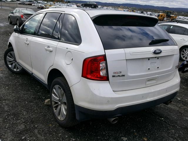 2FMDK4JC7DBE01735 - 2013 FORD EDGE SEL WHITE photo 3