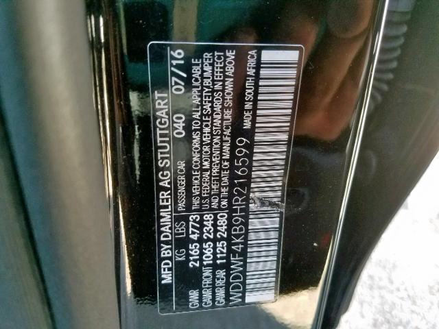 WDDWF4KB9HR216599 - 2017 MERCEDES-BENZ C 300 4MAT BLACK photo 10