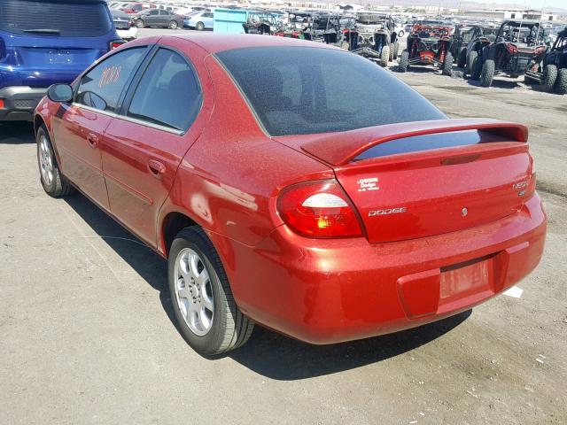 1B3ES56C35D196306 - 2005 DODGE NEON SXT RED photo 3