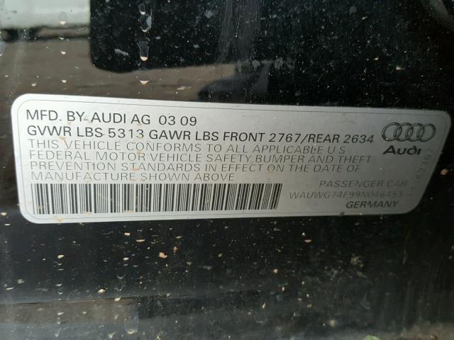 WAUWG74F99N046453 - 2009 AUDI A6 QUATTRO BLACK photo 10