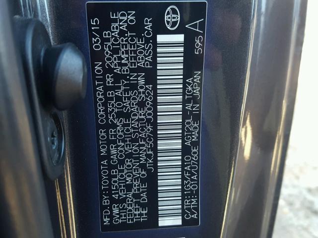 JTKJF5C79FJ009624 - 2015 TOYOTA SCION TC 灰色 照片 10