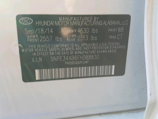 5NPE34AB6FH088830 - 2015 HYUNDAI SONATA SPO WHITE photo 10