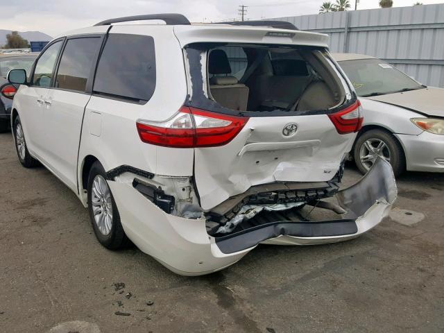 5TDYK3DC5FS590740 - 2015 TOYOTA SIENNA XLE WHITE photo 3