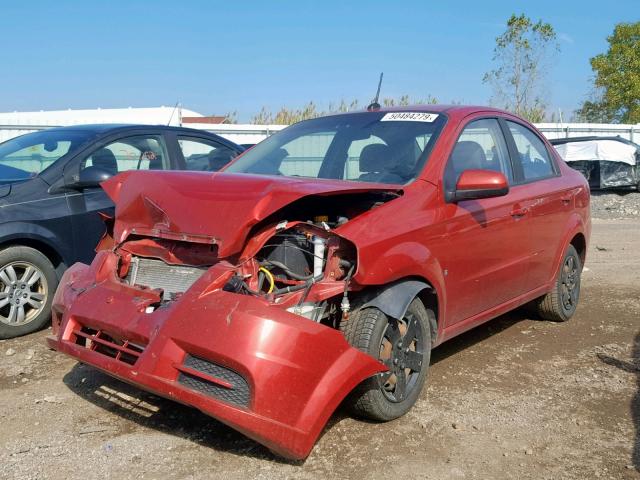 KL1TD56E09B610314 - 2009 CHEVROLET AVEO LS RED photo 2