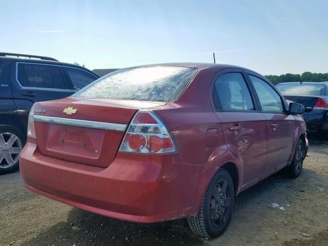 KL1TD56E09B610314 - 2009 CHEVROLET AVEO LS RED photo 4