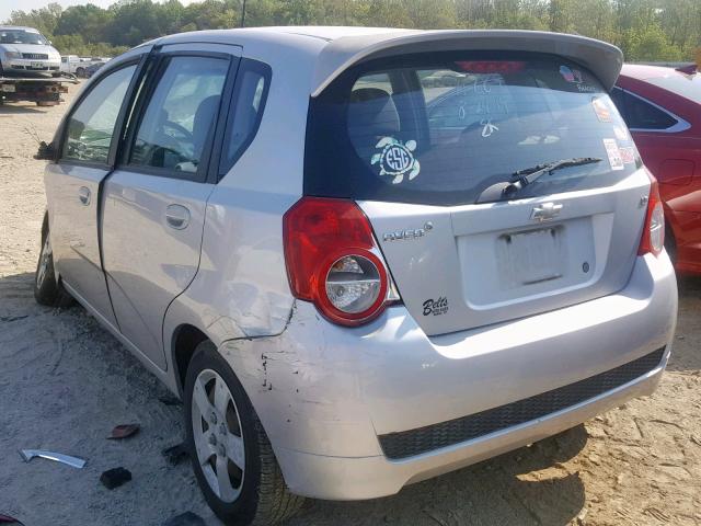 KL1TD66E29B344137 - 2009 CHEVROLET AVEO LS SILVER photo 3