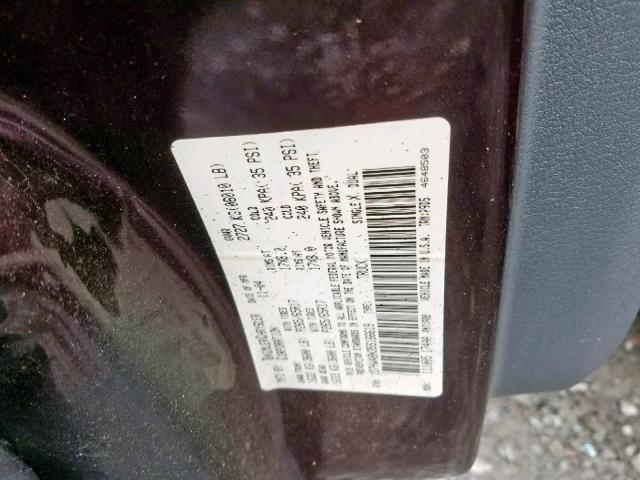 1D7HW48N35S166619 - 2005 DODGE DAKOTA QUA BURGUNDY photo 10