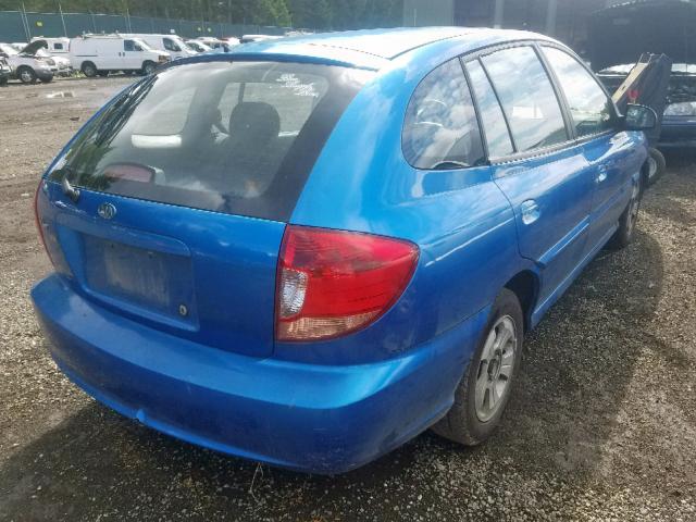 KNADC165046199939 - 2004 KIA RIO CINCO BLUE photo 4