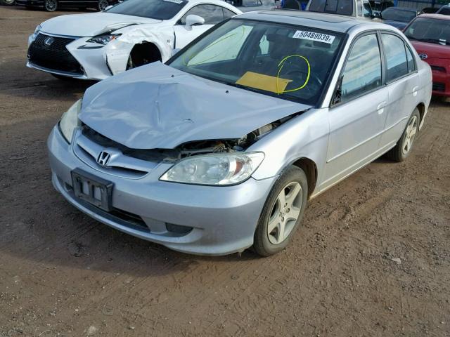 1HGES26795L007018 - 2005 HONDA CIVIC EX SILVER photo 2