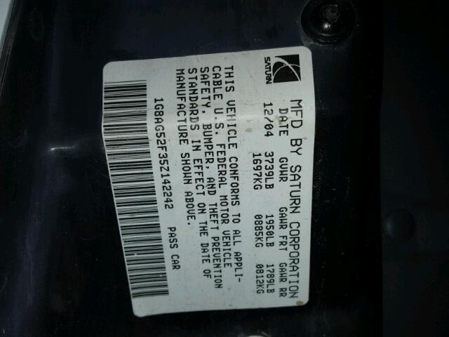 1G8AG52F35Z142242 - 2005 SATURN ION LEVEL WHITE photo 10