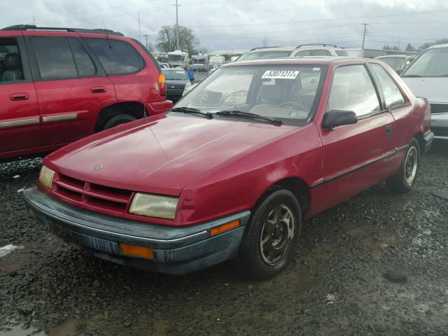 1B3XP24DXMN618892 - 1991 DODGE SHADOW AME MAROON photo 2