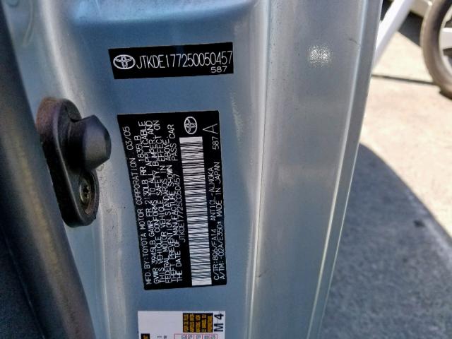 JTKDE177250050457 - 2005 TOYOTA SCION TC ლურჯი ფოტო 10