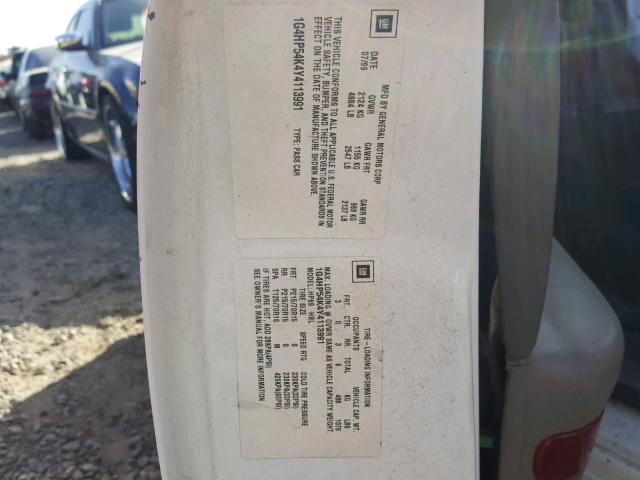 1G4HP54K4Y4113991 - 2000 BUICK LESABRE CU WHITE photo 10