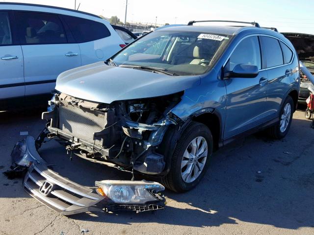 2HKRM4H7XEH611359 - 2014 HONDA CR-V EXL BLUE photo 2