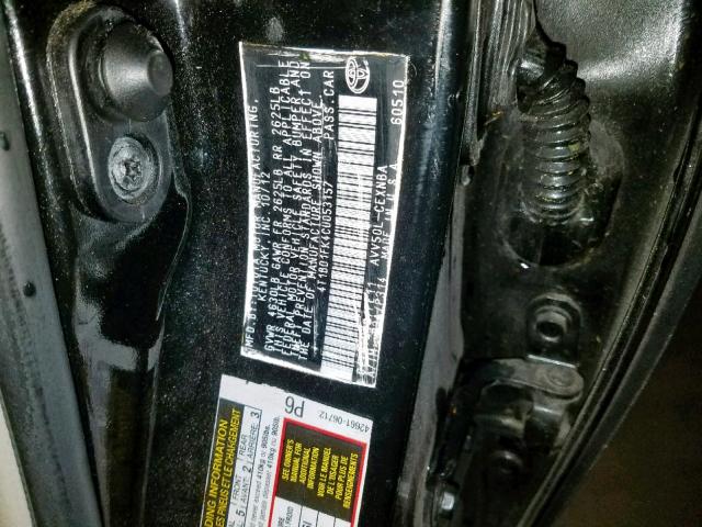 4T1BD1FK4CU053157 - 2012 TOYOTA CAMRY HYBR BLACK photo 10