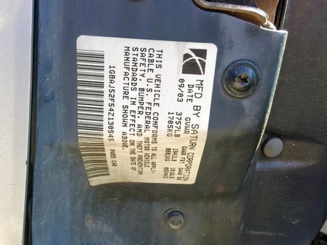 1G8AJ52F54Z130545 - 2004 SATURN ION LEVEL SILVER photo 10