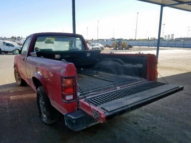 1B7FL26G3SW913725 - 1995 DODGE DAKOTA RED photo 3