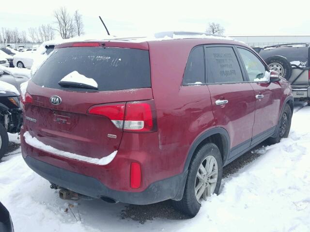 5XYKT3A67EG454977 - 2014 KIA SORENTO LX RED photo 4