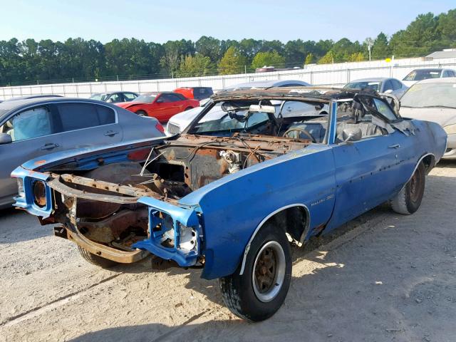 1D67H2B687809 - 1972 CHEVROLET CHEVELLE BLUE photo 2