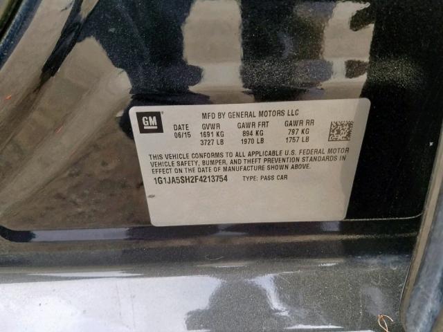 1G1JA5SH2F4213754 - 2015 CHEVROLET SONIC LS BLACK photo 10