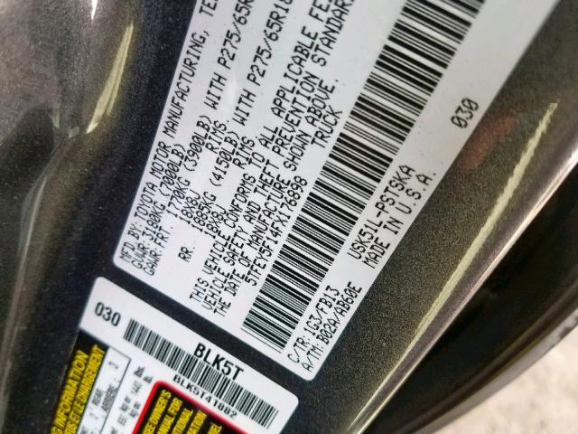 5TFEY5F14FX176898 - 2015 TOYOTA TUNDRA CRE GRAY photo 10