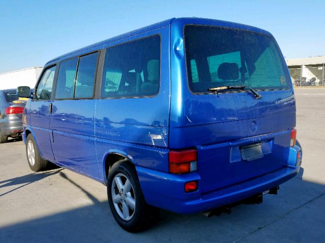 WV2MB47011H143505 - 2001 VOLKSWAGEN EUROVAN MV BLUE photo 3