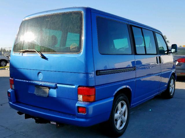 WV2MB47011H143505 - 2001 VOLKSWAGEN EUROVAN MV BLUE photo 4