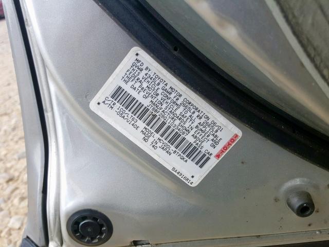 JT8BF28G110334087 - 2001 LEXUS ES 300 SILVER photo 10