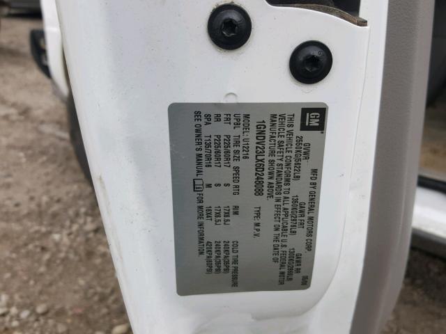 1GNDV23LX6D248088 - 2006 CHEVROLET UPLANDER L 白色 照片 10