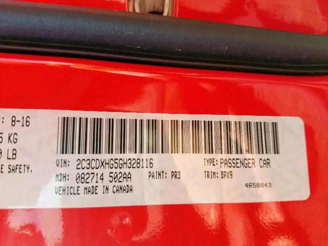 2C3CDXHG5GH328116 - 2016 DODGE CHARGER SX RED photo 10