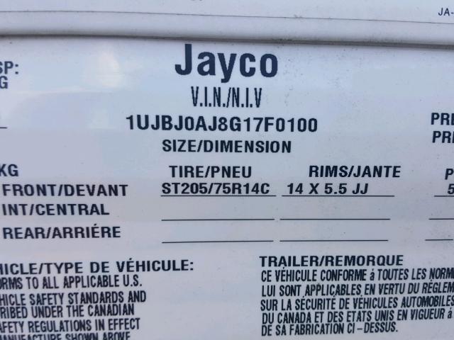 1UJBJ0AJ8G17F0100 - 2016 JAYCO JAYFLIGHT  WHITE photo 10