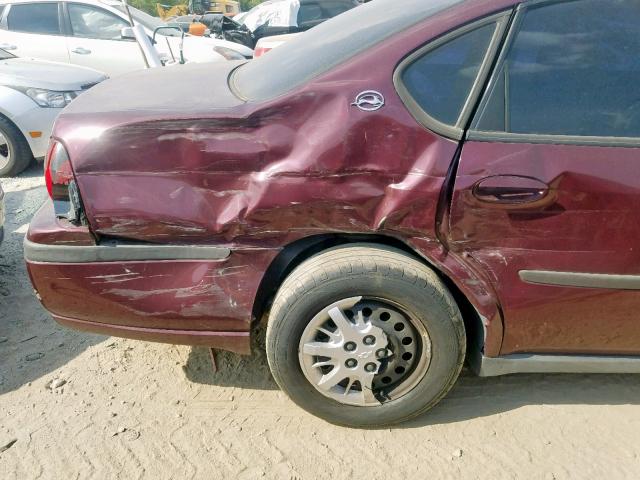 2G1WF52E849353637 - 2004 CHEVROLET IMPALA MAROON photo 9