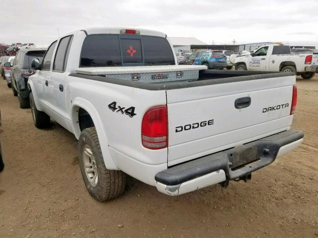 1D7HG38N64S574196 - 2004 DODGE DAKOTA QUA WHITE photo 3