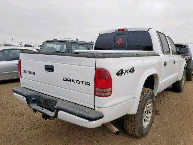 1D7HG38N64S574196 - 2004 DODGE DAKOTA QUA WHITE photo 4