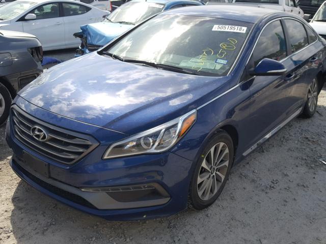 5NPE34AF9FH150126 - 2015 HYUNDAI SONATA SPO BLUE photo 2