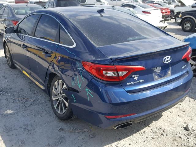 5NPE34AF9FH150126 - 2015 HYUNDAI SONATA SPO BLUE photo 3