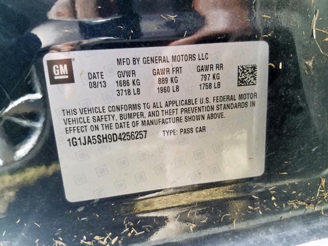 1G1JA5SH9D4256257 - 2013 CHEVROLET SONIC LS 黑色 照片 10