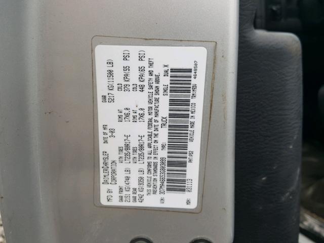 3D7MA46653G803099 - 2003 DODGE RAM 3500 S SILVER photo 10