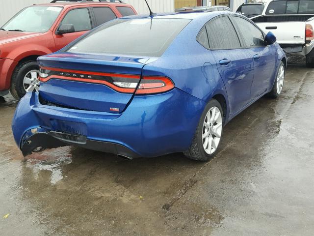 1C3CDFBH6DD224688 - 2013 DODGE DART SXT BLUE photo 4