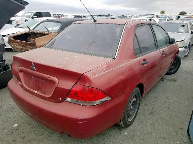 JA3AJ26E85U035836 - 2005 MITSUBISHI LANCER ES RED photo 4