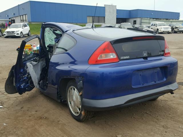 JHMZE137X2T000448 - 2002 HONDA INSIGHT BLUE photo 3