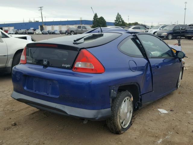 JHMZE137X2T000448 - 2002 HONDA INSIGHT BLUE photo 4