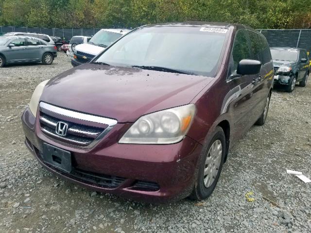 5FNRL38297B056102 - 2007 HONDA ODYSSEY LX BURGUNDY photo 2